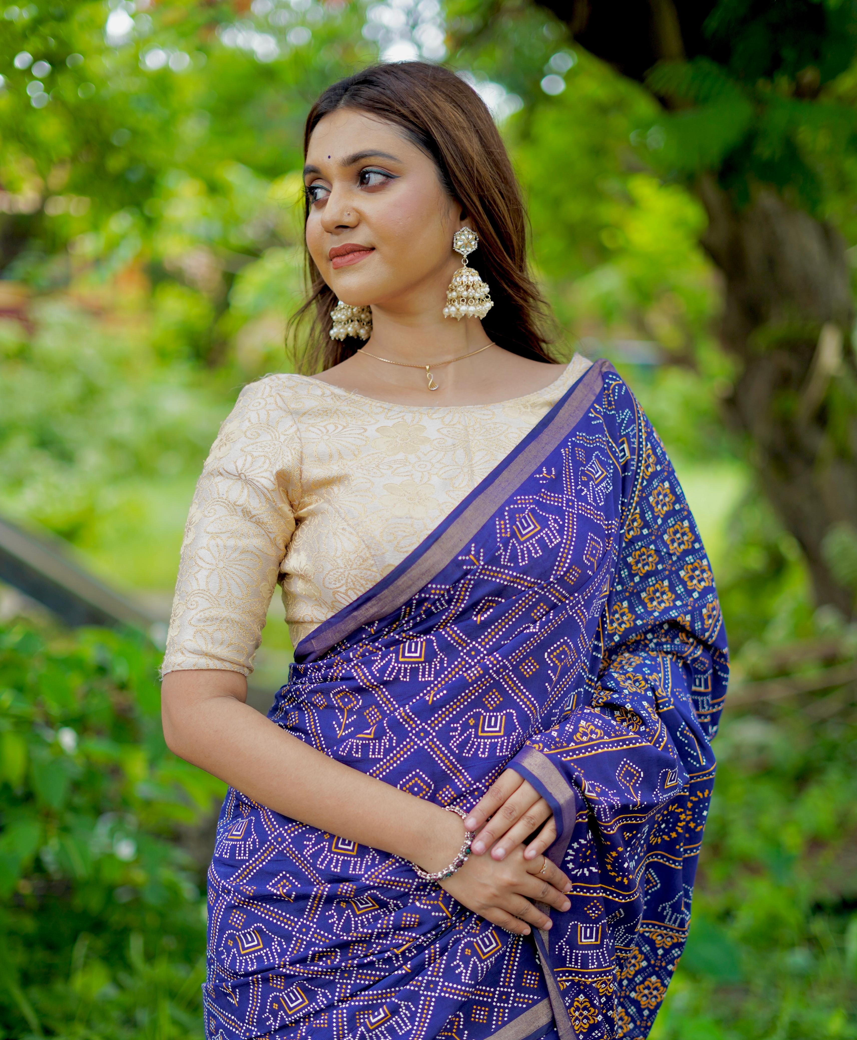 Sareewave Presents Designer Gadhval Bandhni Saree