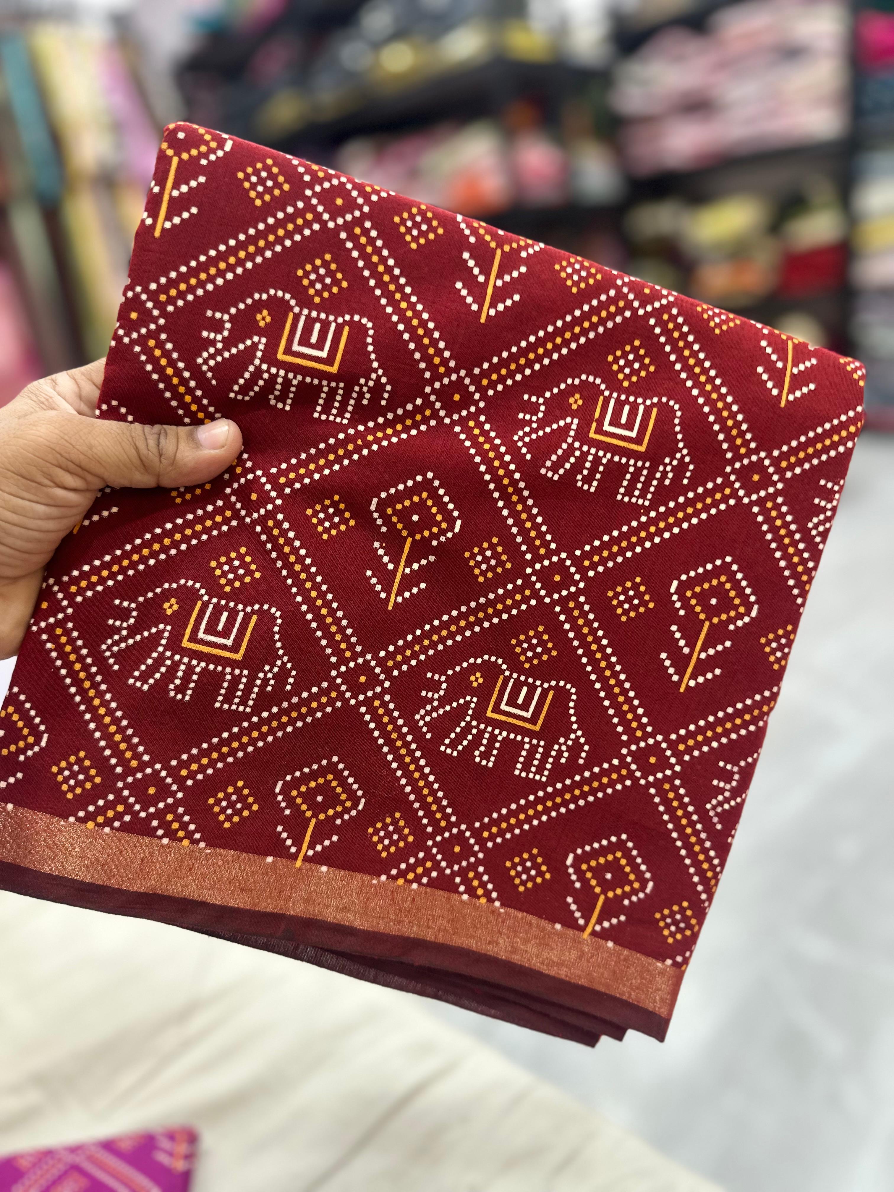 Sareewave Presents Designer Gadhval Bandhni Saree