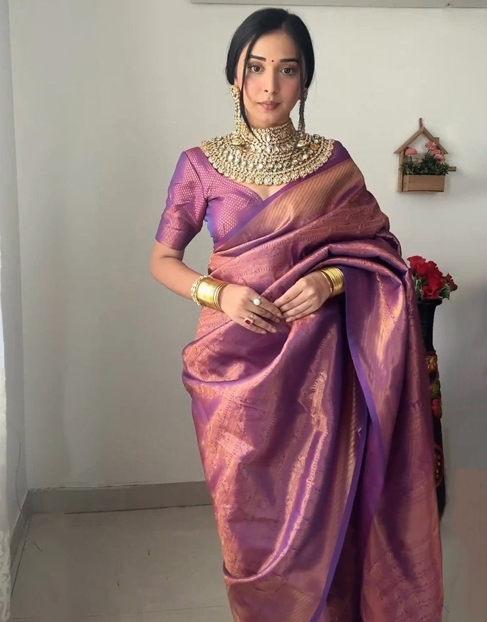 Purple Kanjivaram Silk Ready To Wear Saree