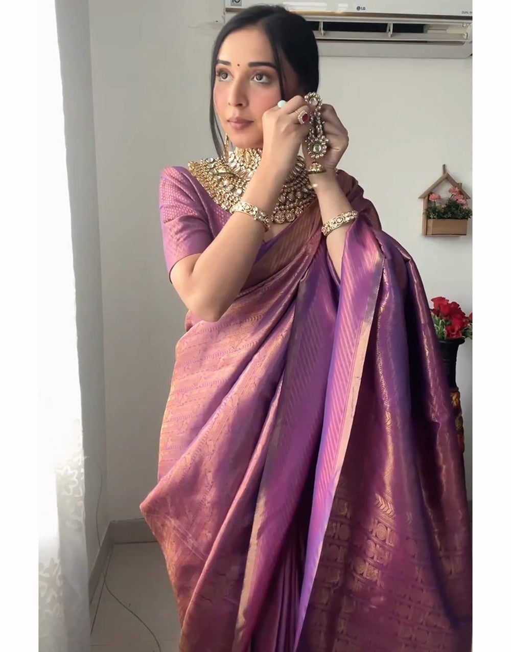 Purple Kanjivaram Silk Ready To Wear Saree