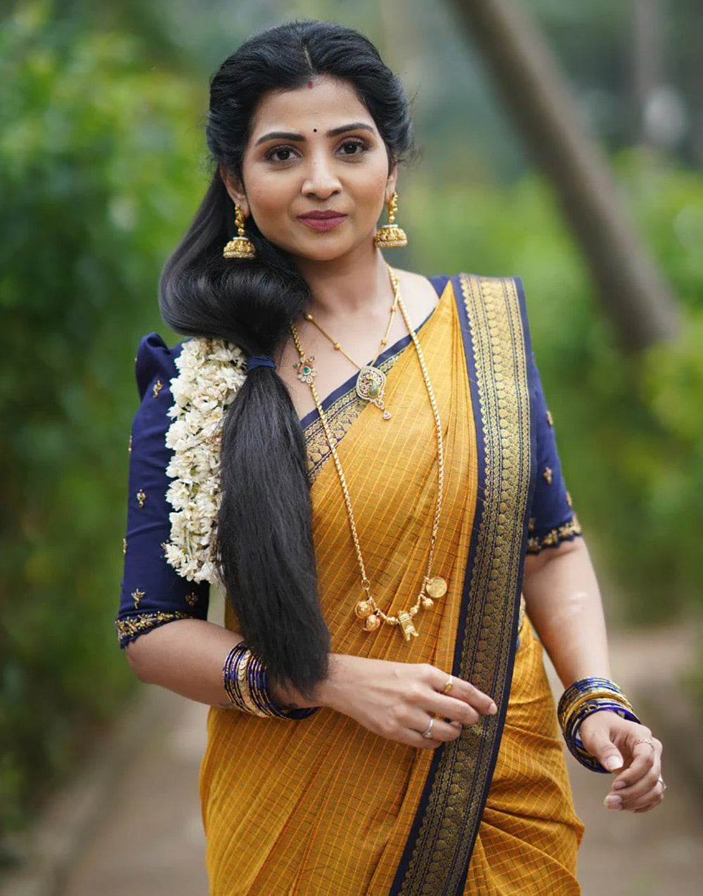 Mustard Yellow Silk Saree With Weaving Work