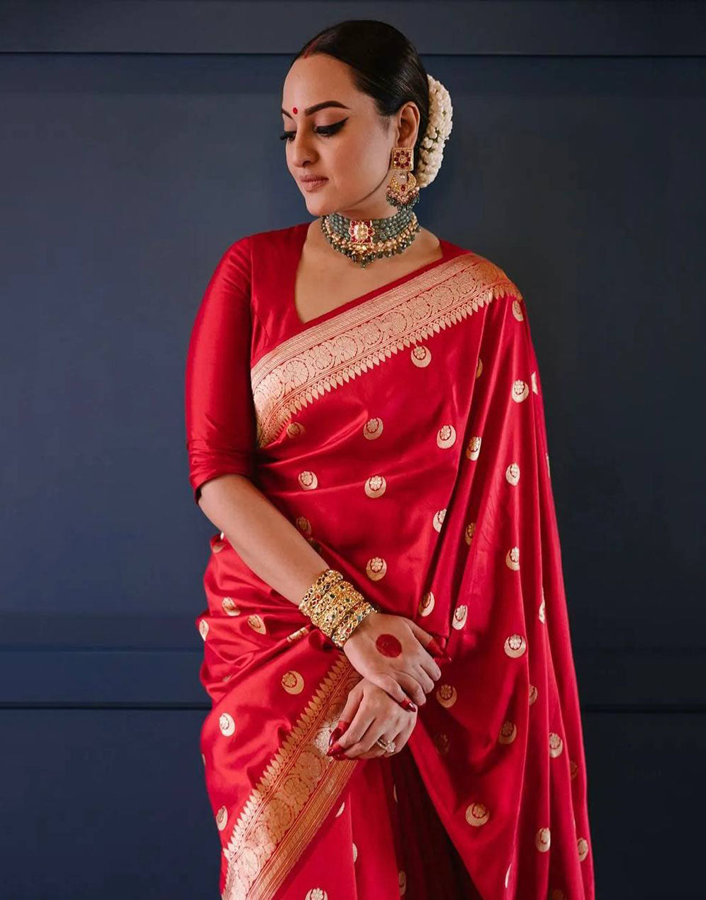 Dark Red Rich Pallu Soft Lichi Silk Saree With Zari Weaving Work