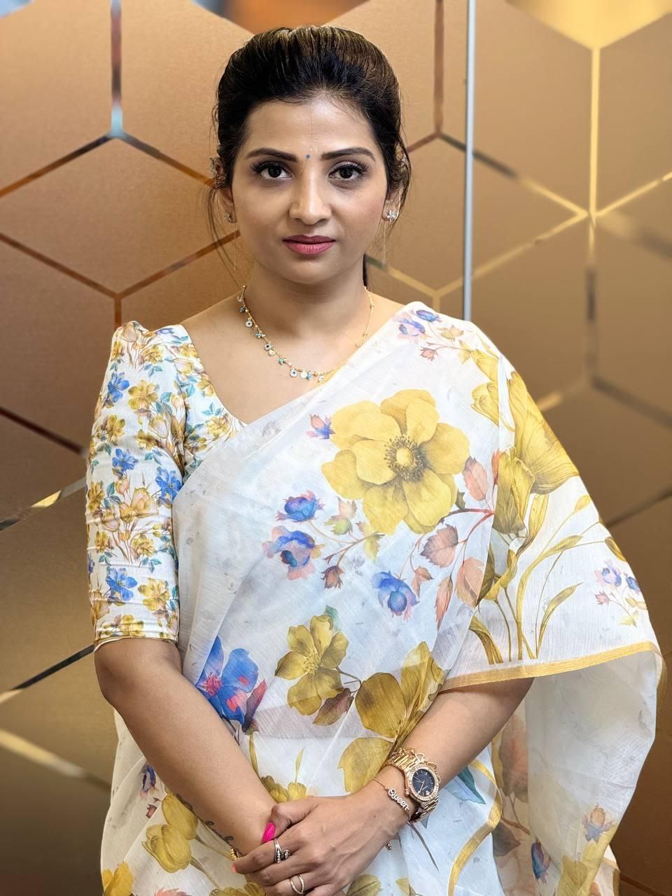 Sareewave Presents Designer Cotton Linen Silk Saree