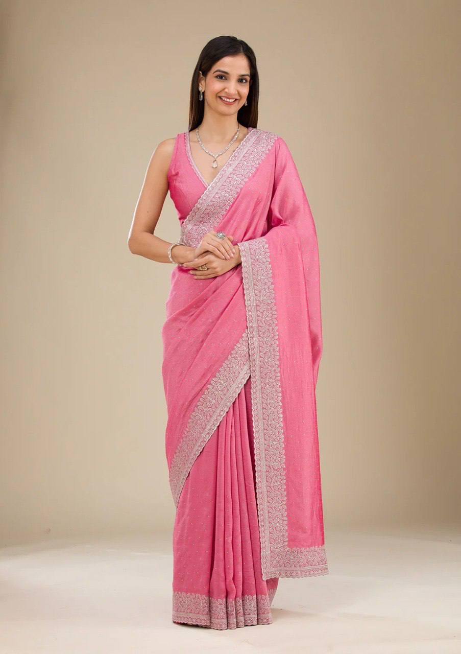 PURE SOFT RANGOLI SAREE WITH EMBROIDERY BLOUSE PIECE