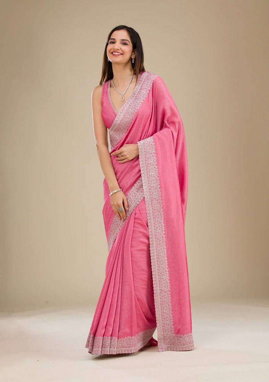PURE SOFT RANGOLI SAREE WITH EMBROIDERY BLOUSE PIECE