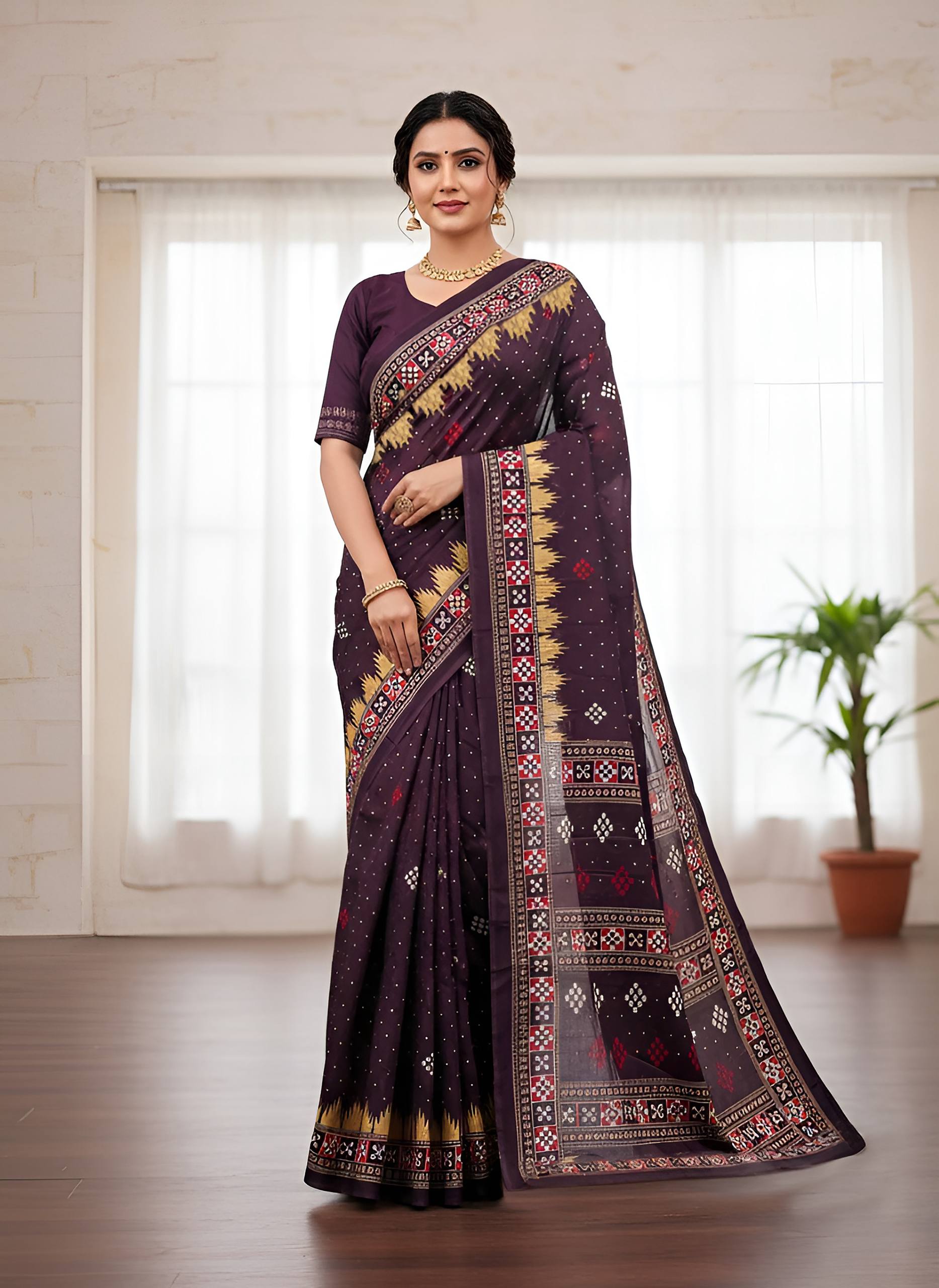 PURE COTTON HAND BLOCK PRINT SAMBALPURI TEST SAREE