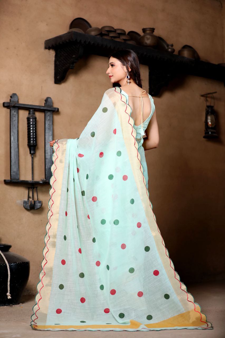 Sareewave Presents Designer Cotton Linen Silk Saree