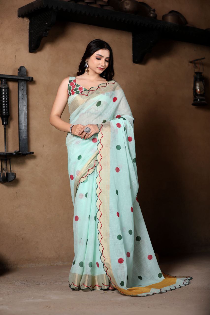 Sareewave Presents Designer Cotton Linen Silk Saree
