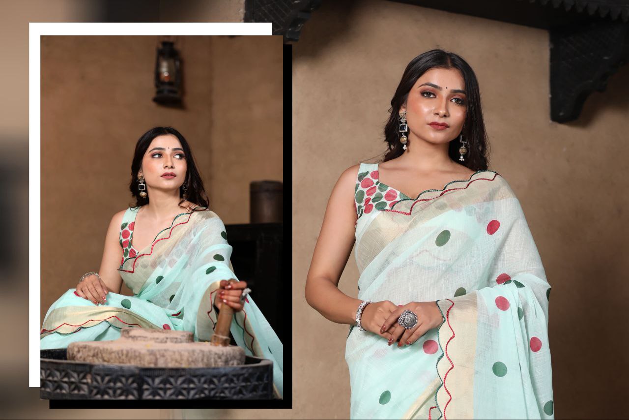 Sareewave Presents Designer Cotton Linen Silk Saree