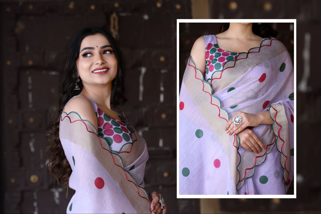 Sareewave Presents Designer Cotton Linen Silk Saree