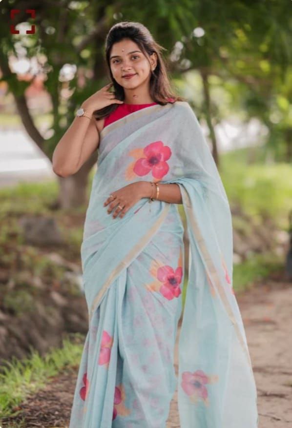 Sareewave Presents Designer Cotton Linen Silk Saree