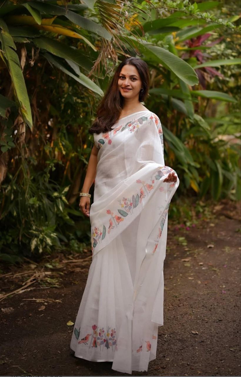 Sareewave Presents Designer Cotton Linen Silk Saree