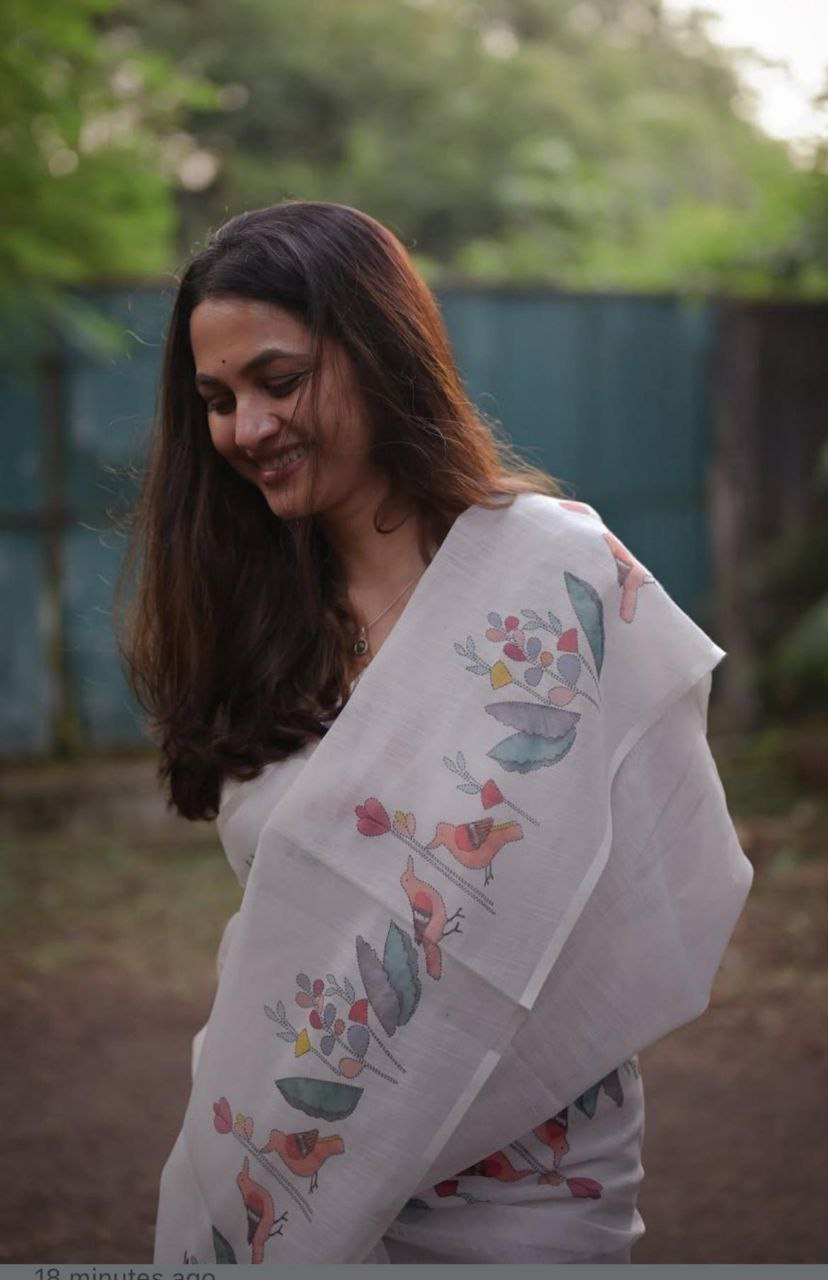 Sareewave Presents Designer Cotton Linen Silk Saree