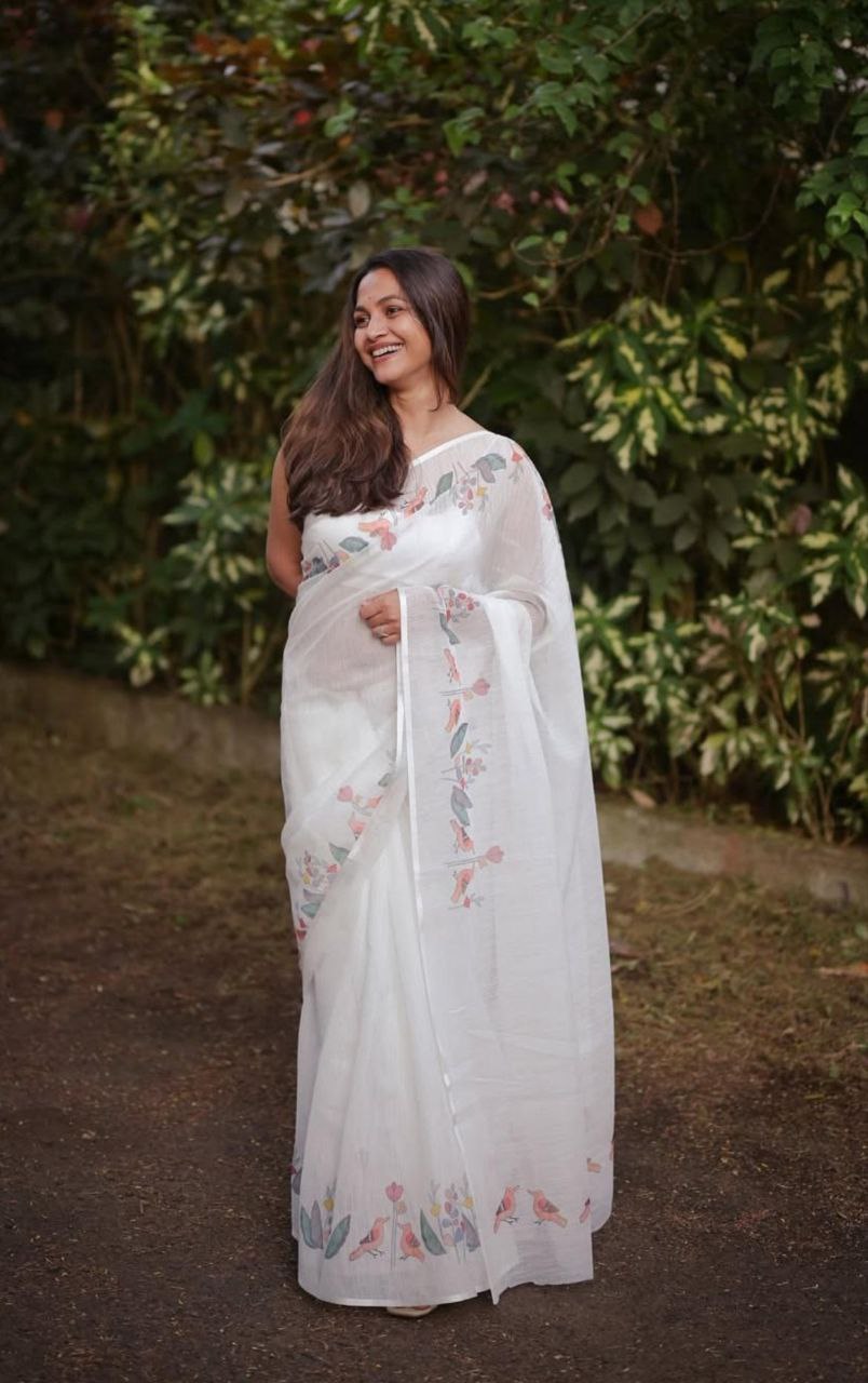 Sareewave Presents Designer Cotton Linen Silk Saree