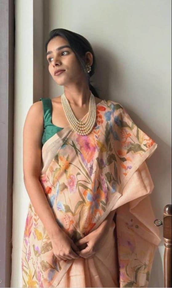 Sareewave Presents Designer Cotton Linen Silk Saree