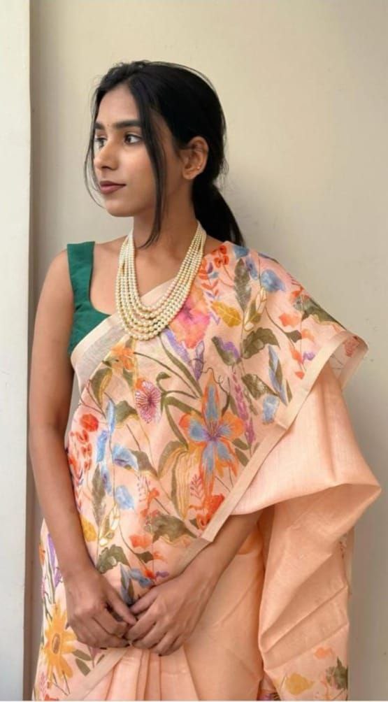 Sareewave Presents Designer Cotton Linen Silk Saree