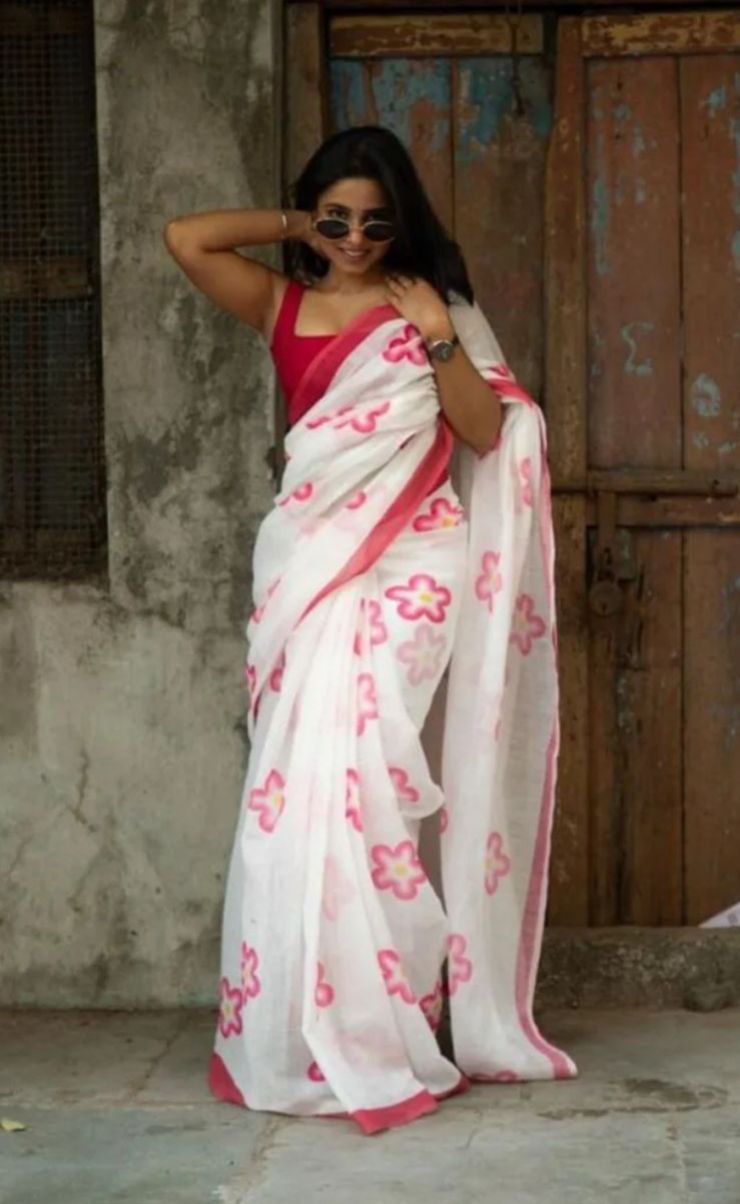 Sareewave Presents Designer Cotton Linen Silk Saree
