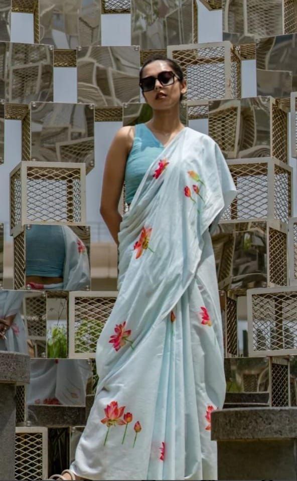 Sareewave Presents Designer Cotton Linen Silk Saree