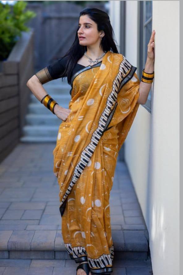 Sareewave Presents Designer Cotton Linen Silk Saree