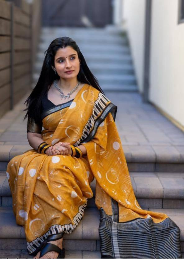 Sareewave Presents Designer Cotton Linen Silk Saree