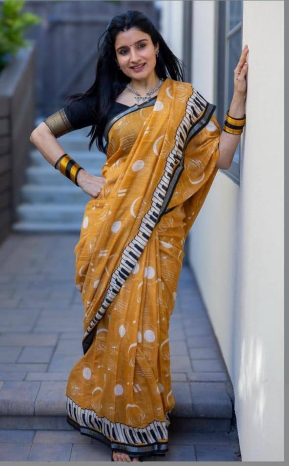 Sareewave Presents Designer Cotton Linen Silk Saree