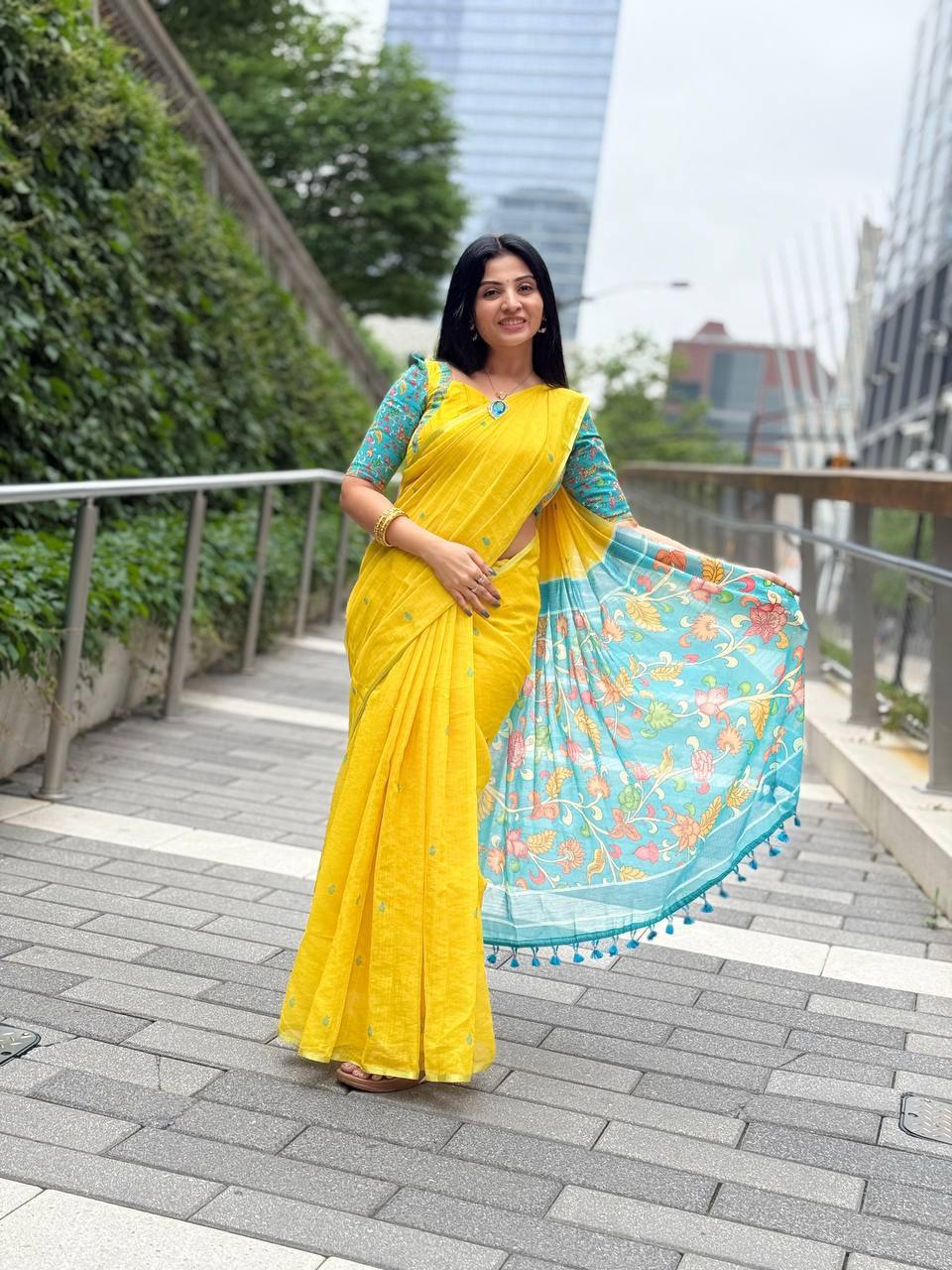 Sareewave Presents Designer Cotton Linen Silk Saree