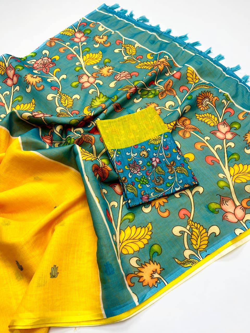 Sareewave Presents Designer Cotton Linen Silk Saree