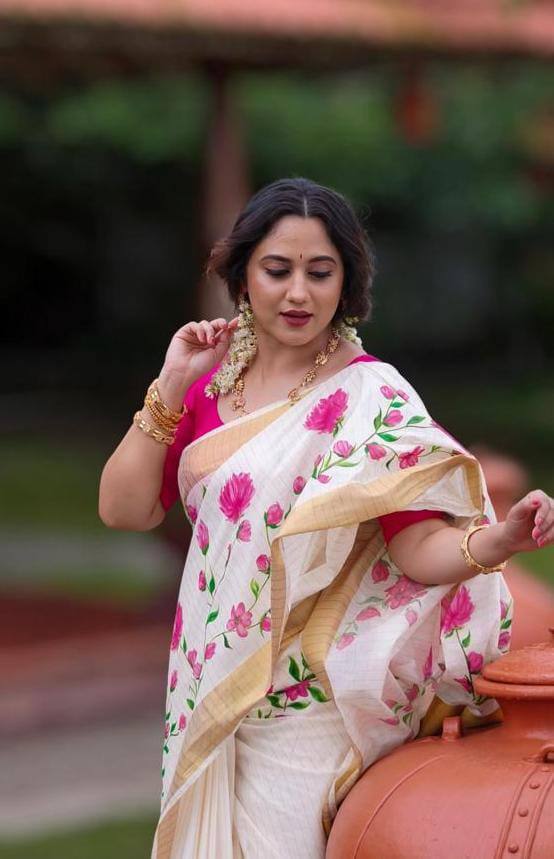 Sareewave Presents Designer Cotton Linen Silk Saree