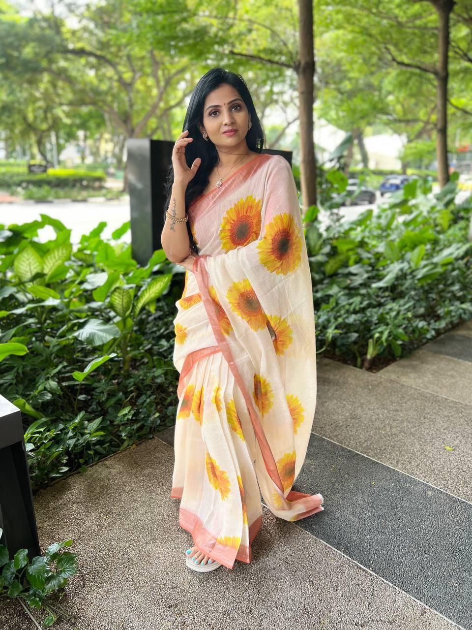 Sareewave Presents Designer Cotton Linen Silk Saree