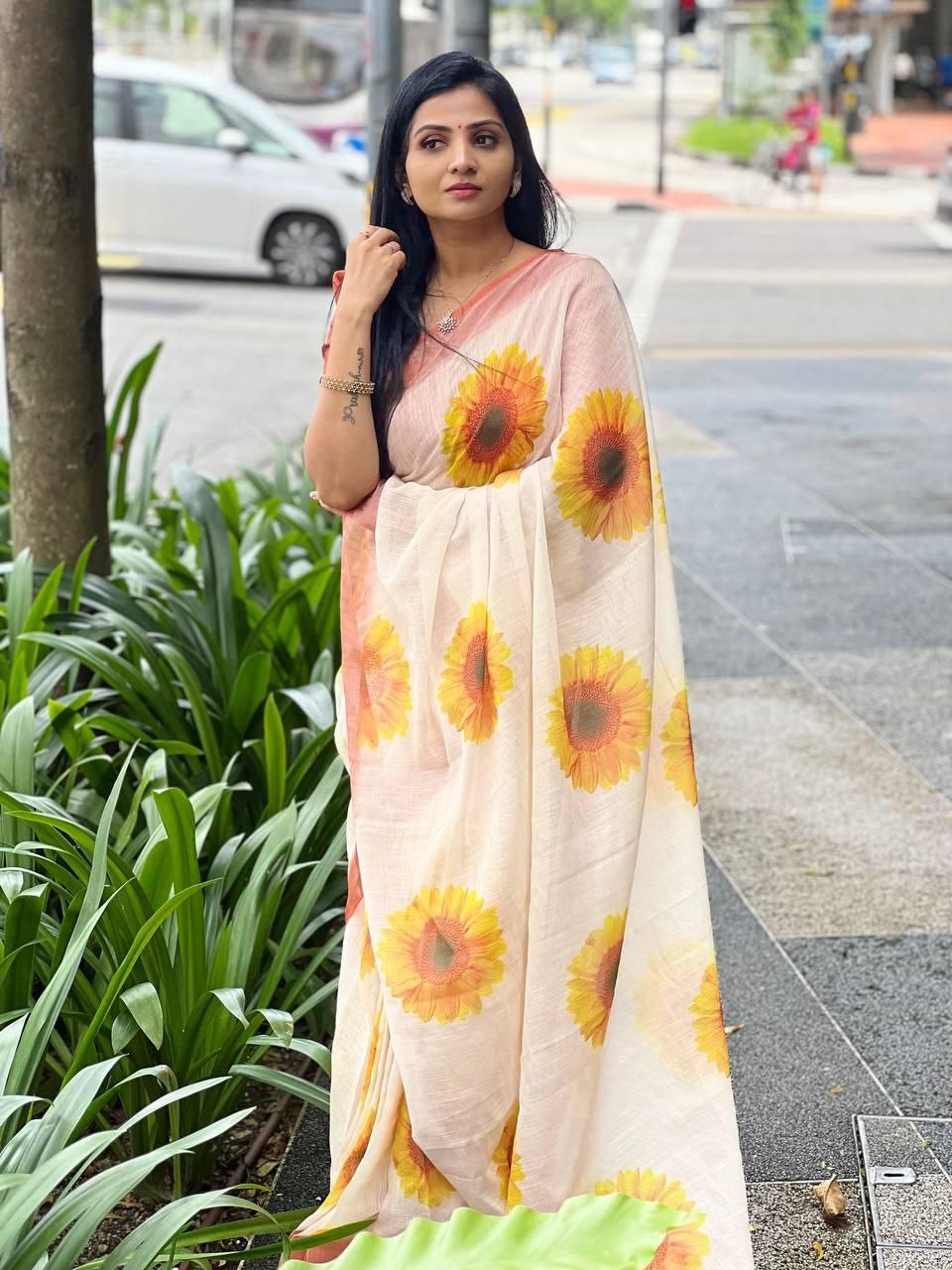 Sareewave Presents Designer Cotton Linen Silk Saree