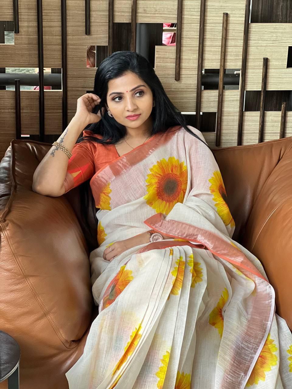 Sareewave Presents Designer Cotton Linen Silk Saree
