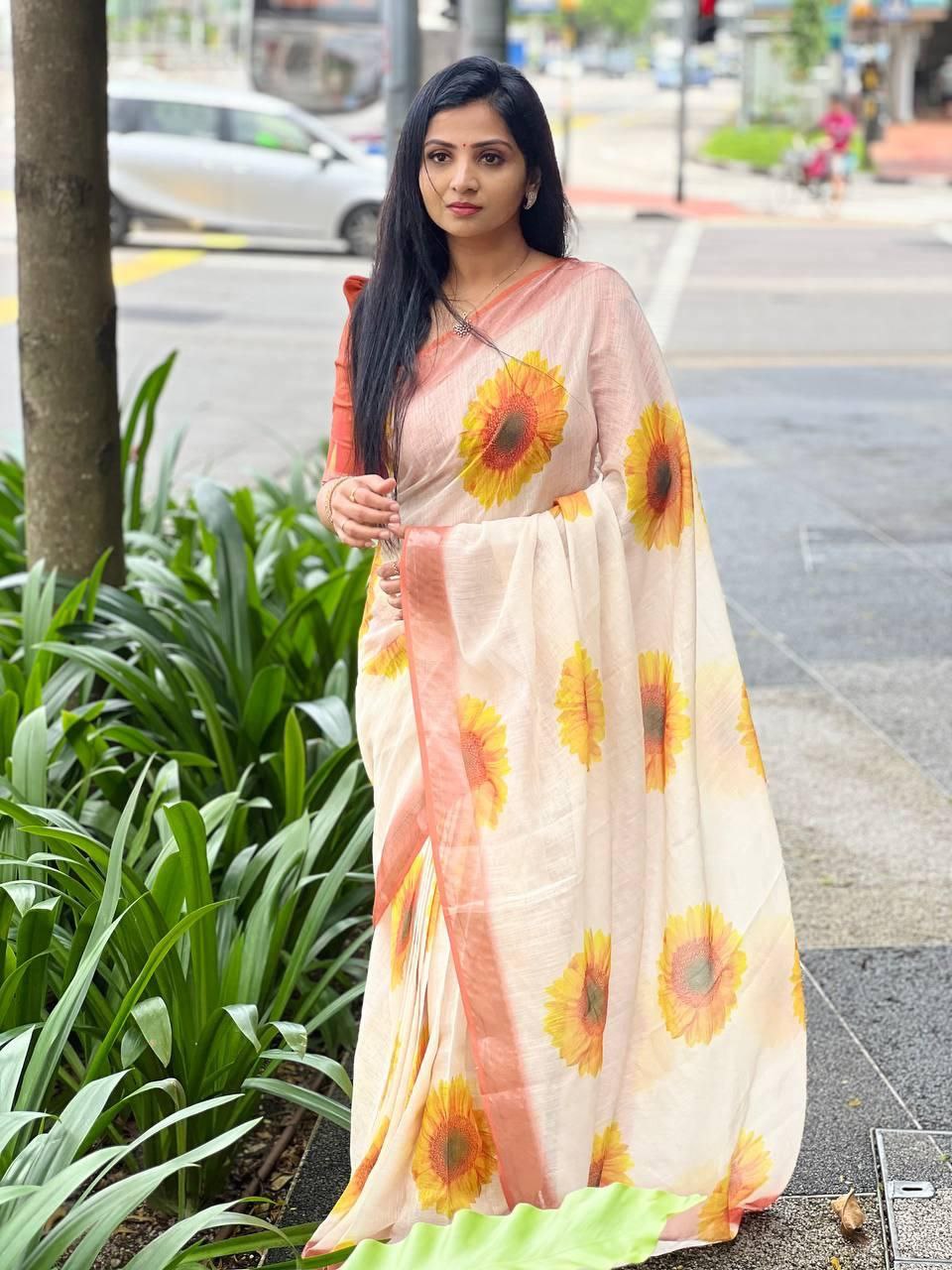 Sareewave Presents Designer Cotton Linen Silk Saree