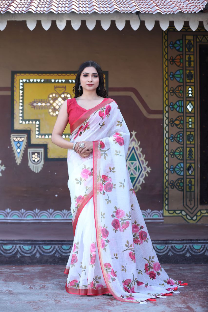 Sareewave Presents Designer Cotton Linen Silk Saree