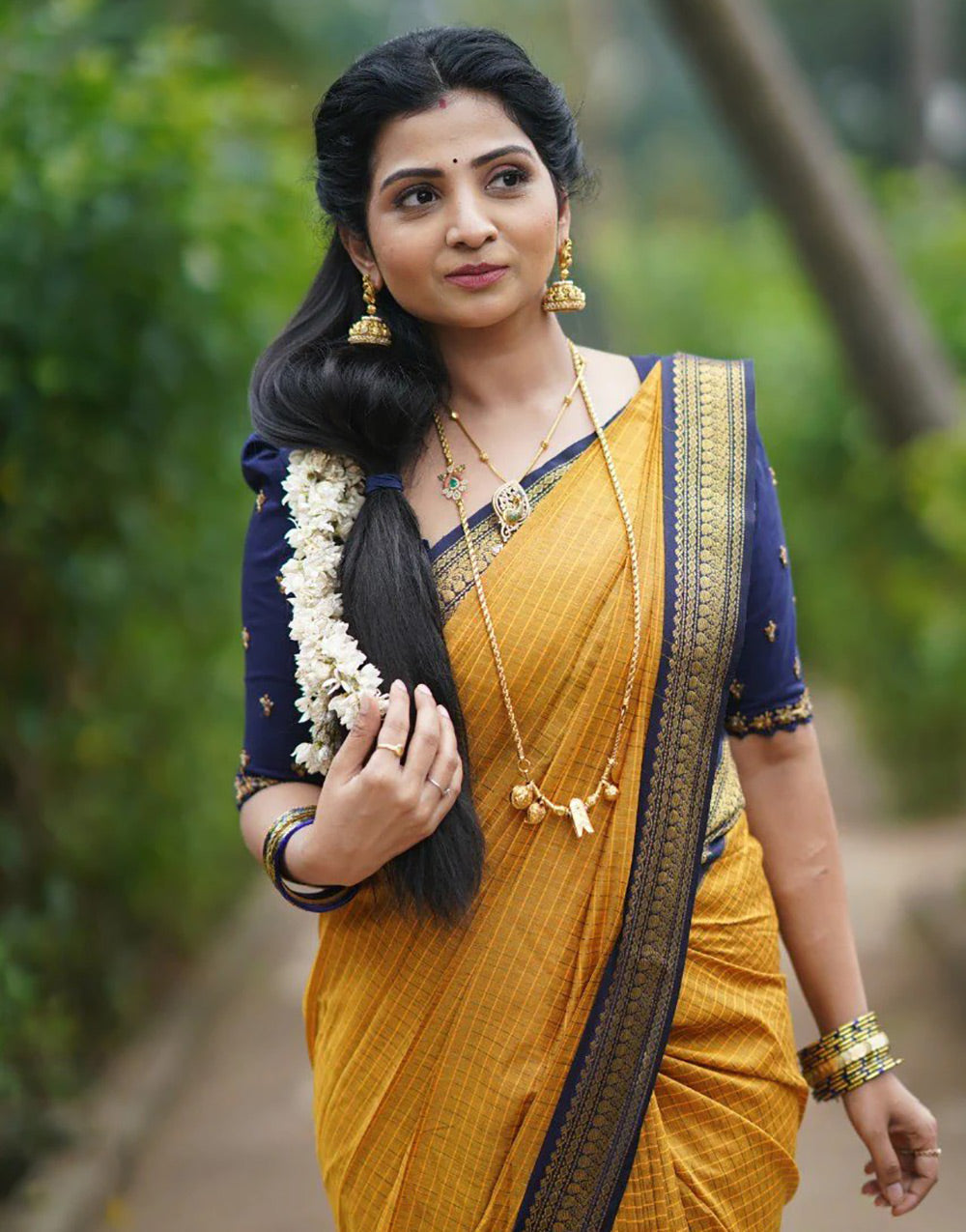Mustard Yellow Silk Saree With Weaving Work