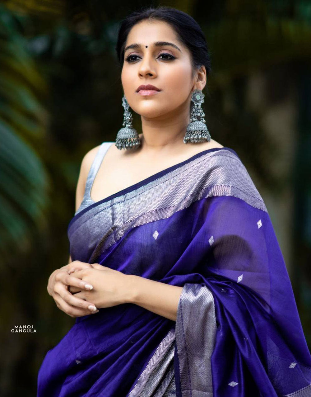 Berry Blue Soft Lichi Silk Saree With Zari Weaving Work