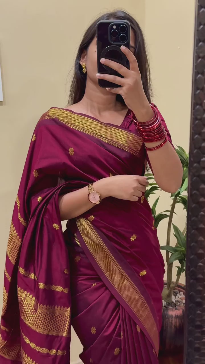 Purple Colour Silk Saree With Zari Weaving Work
