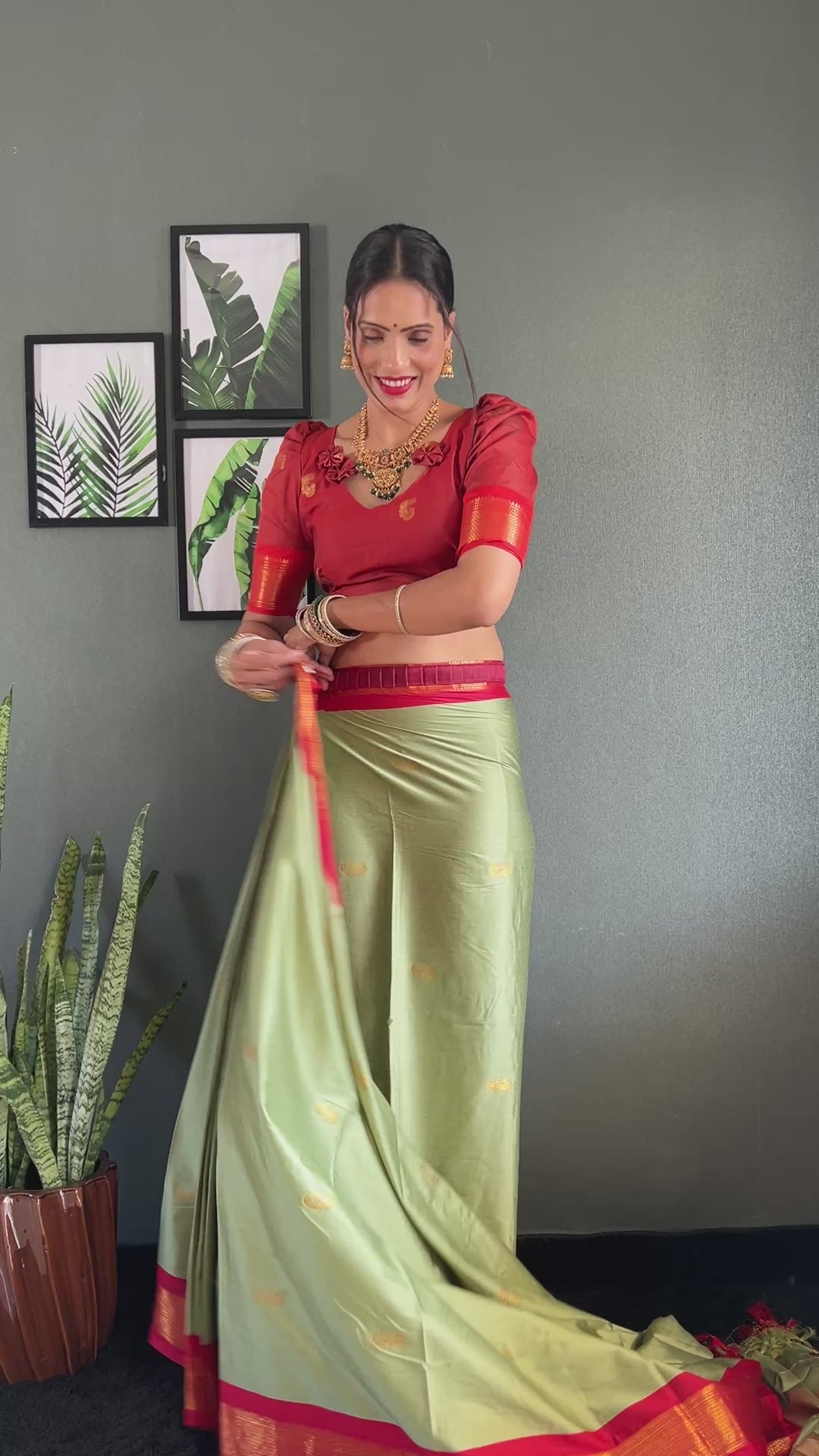Cotton Silk Ready To Wear Saree Just In 1. MIN