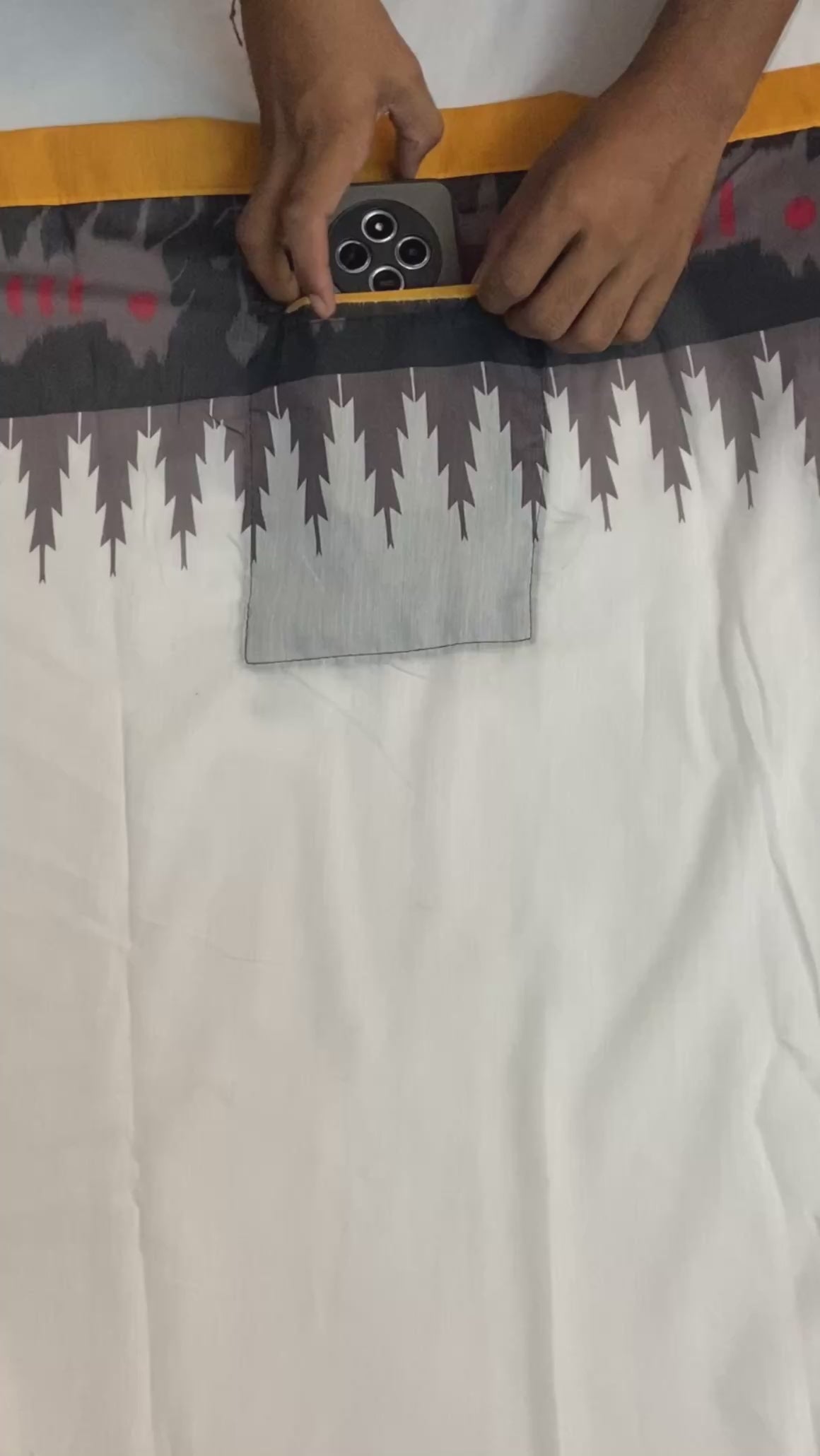 White Colour Mul Cotton Ready To Wear Saree With Pocket
