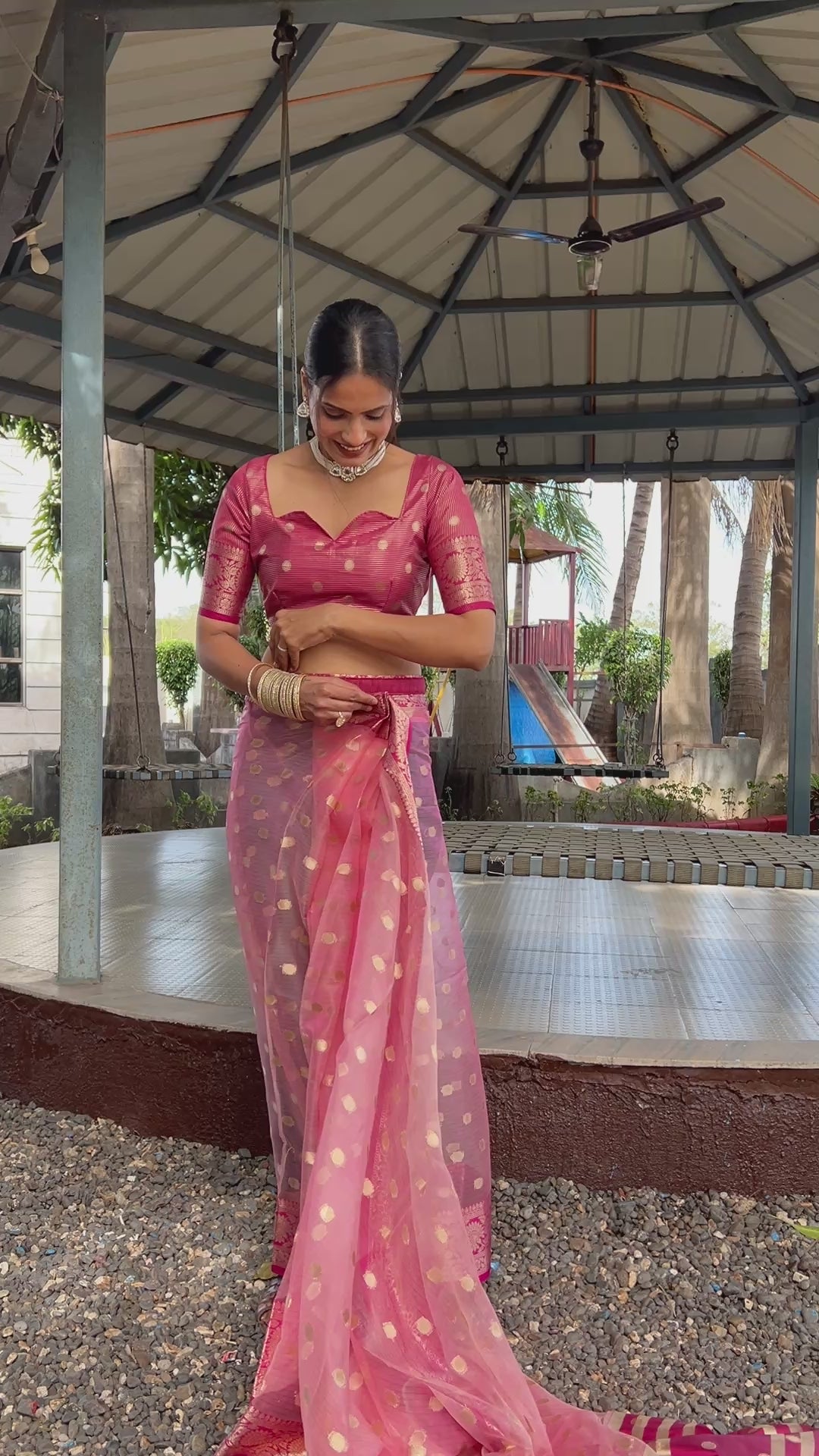 Graceful Ready To Wear Soft Organza Silk Saree With Blouse Piece