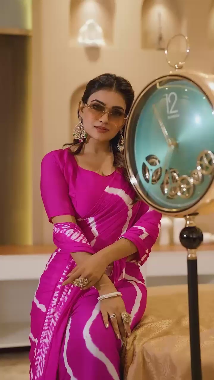 Awesome Heavy Saree With Hand Leriya With Sibori Work