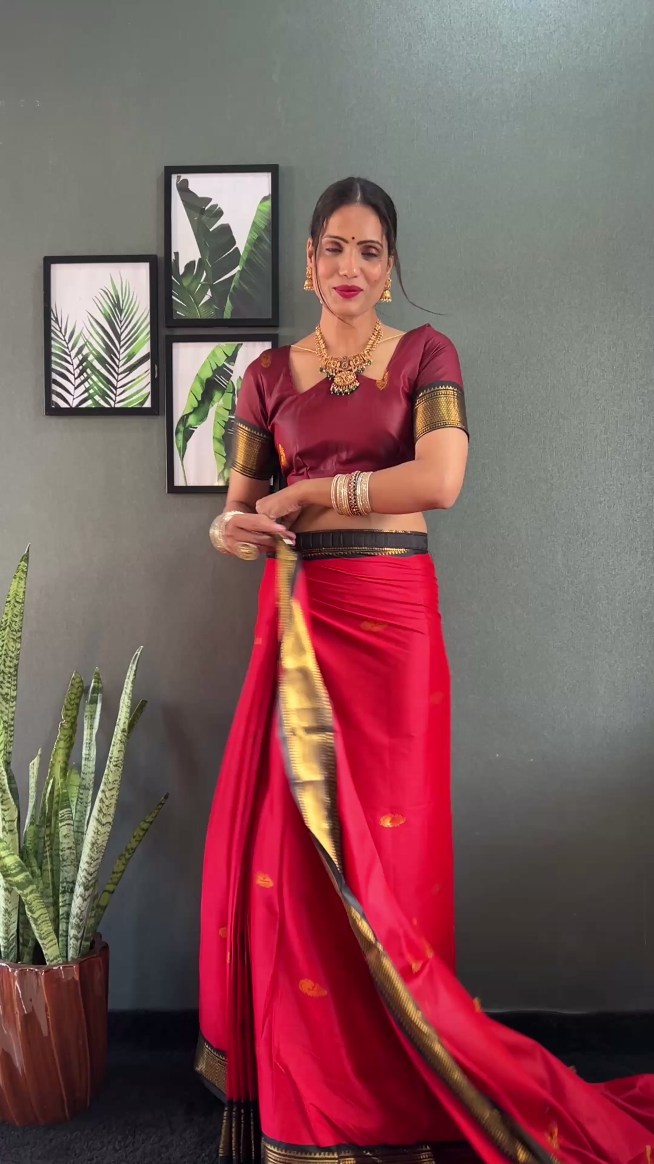 Cotton Silk Ready To Wear Saree Just In 1. MIN
