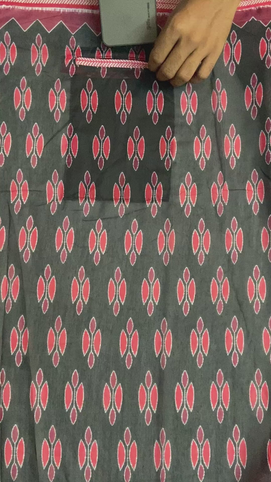 Black Colour Mul Cotton Ready To Wear Saree With Pocket