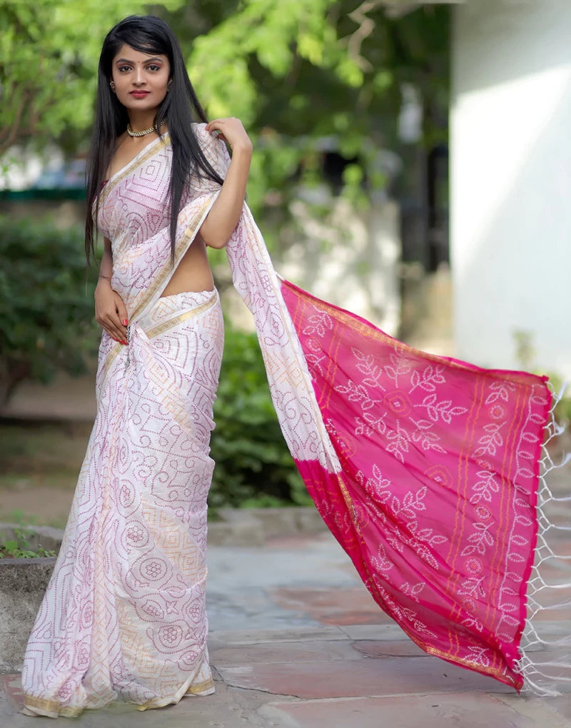 Colourful Bandhani Designer Wedding Wear Saree