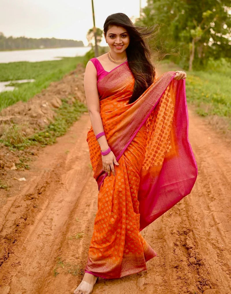 Designer Soft Lichi Silk Party Wear Saree