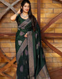 Dark Green Soft Lichi Silk Saree