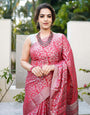 Blush Pink Soft Jacquard Brodar With Weaving Work