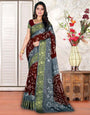 Brown & Gray Colour Hand Bandhej Bandhani Saree