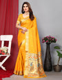 Yellow Paithani Saree With Zari Weaving Work