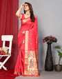 Rose Pink Paithani Saree With Zari Weaving Work