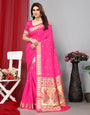 Pink Paithani Saree With Zari Weaving Work